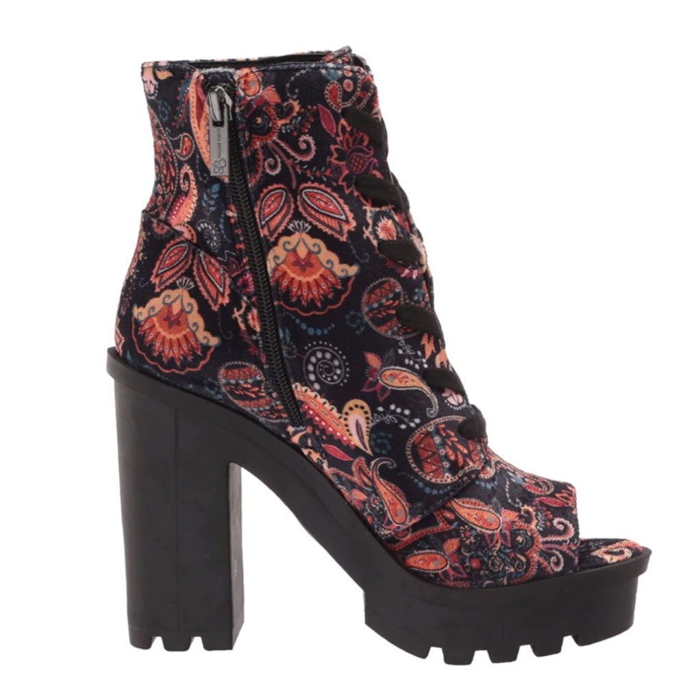 Jessica Simpson Lizzah Peep Toe Bootie Autumn Combo Size 7 - Picture 5 of 7
